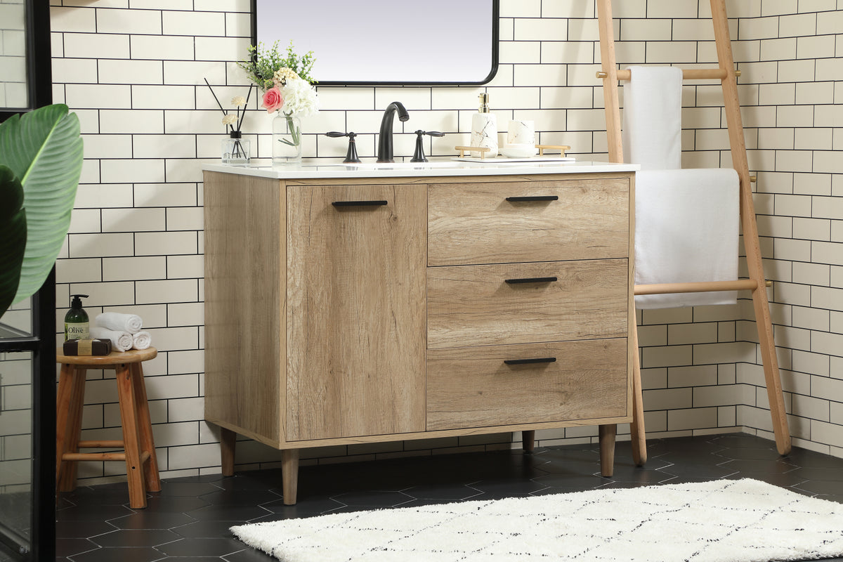 42 inch Single bathroom vanity in natural oak
