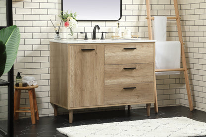 42 inch Single bathroom vanity in natural oak