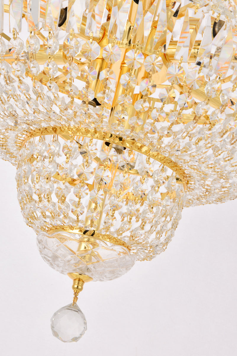 Tranquil 12 light Gold Pendant Clear Royal Cut Crystal