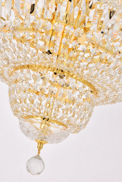 Tranquil 12 light Gold Pendant Clear Royal Cut Crystal