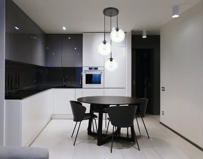 Baxter 3 Lights Black Pendant With Clear Glass