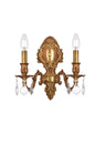 Monarch 2 light French Gold Wall Sconce Clear Royal Cut Crystal
