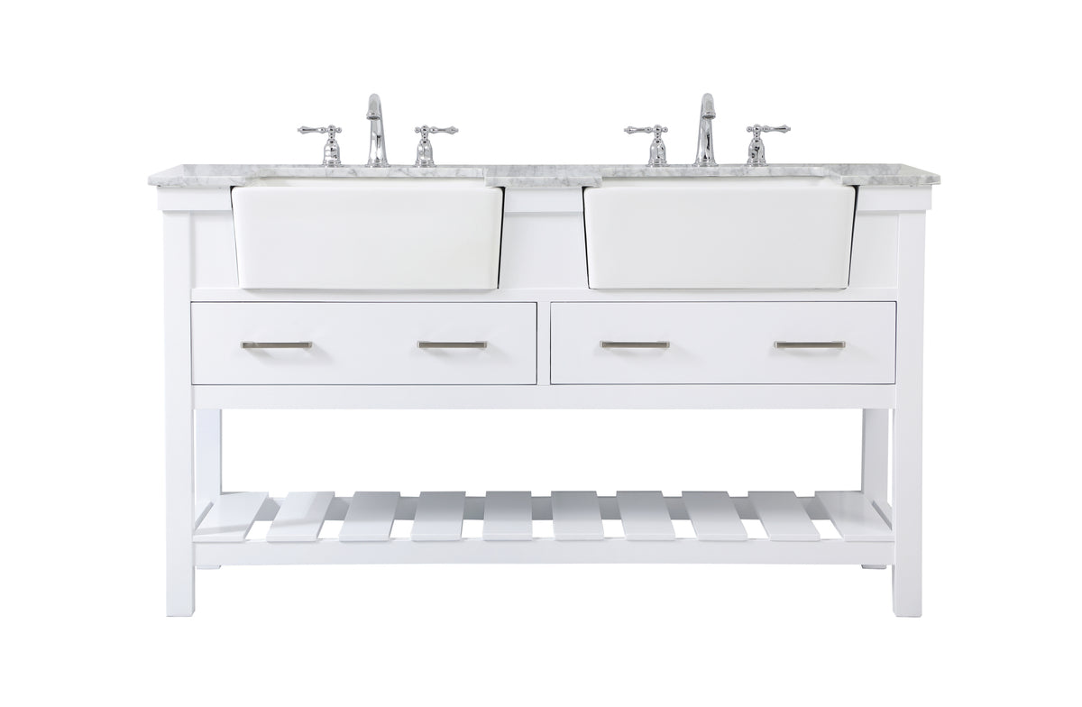 60 inch double bathroom vanity in white