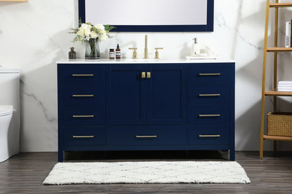 60 inch Single bathroom vanity in blue
