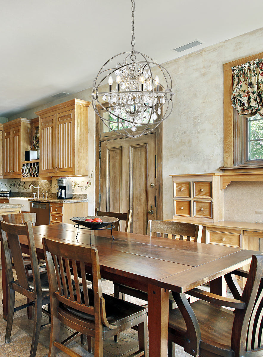 Geneva 6 light polished nickel Chandelier Clear Royal Cut crystal