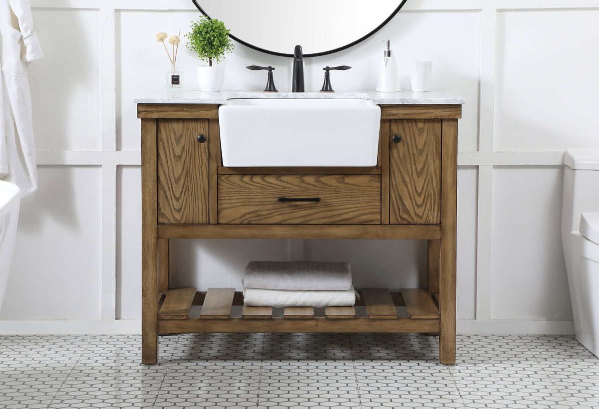 42 inch Single bathroom vanity in driftwood