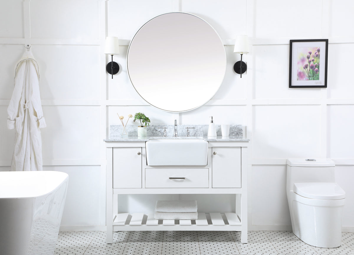 48 inch Single bathroom vanity in white with backsplash
