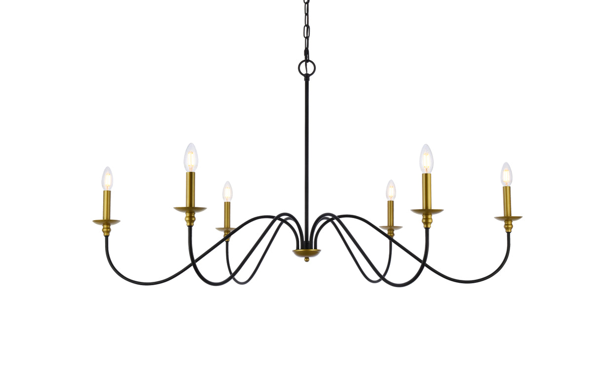 Rohan 48 inch chandelier in matte black and brass