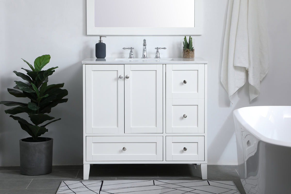 36 inch Single Bathroom Vanity in White