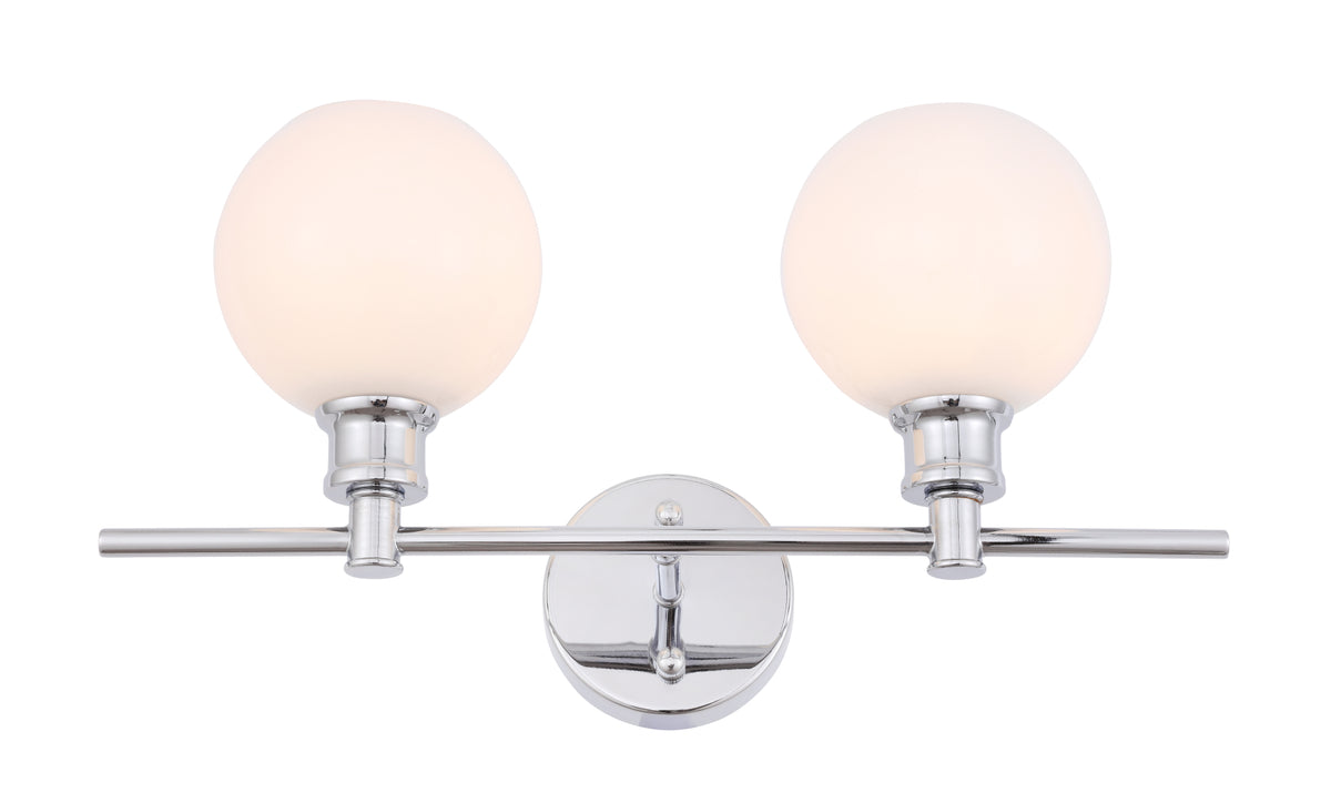 Collier 2 light Chrome and Frosted white glass Wall sconce