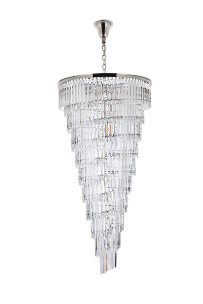 Sydney 36.5 inch spiral crystal chandelier in polished nickel