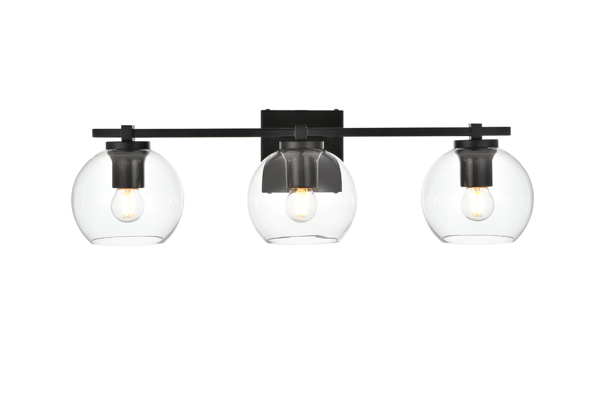 Juelz 3 light Black and Clear Bath Sconce