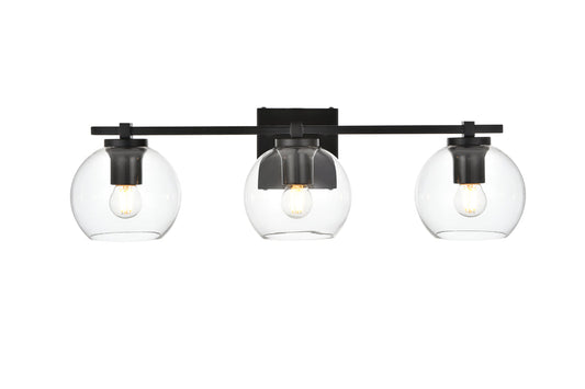 Juelz 3 light Black and Clear Bath Sconce