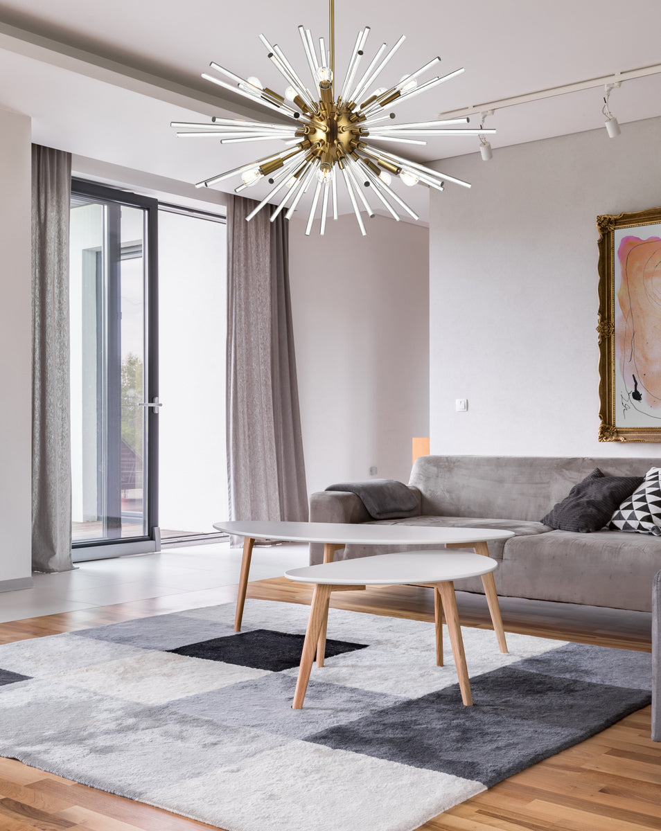 Sienna 32 inch crystal rod pendant in gold