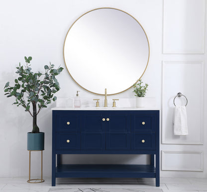 48 inch Single Bathroom Vanity in Blue with Backsplash