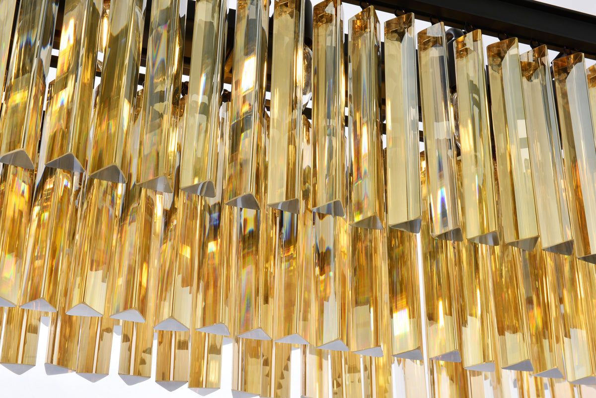 Sydney 12 light Matte Black Chandelier Golden Teak (Smoky) Royal Cut Crystal