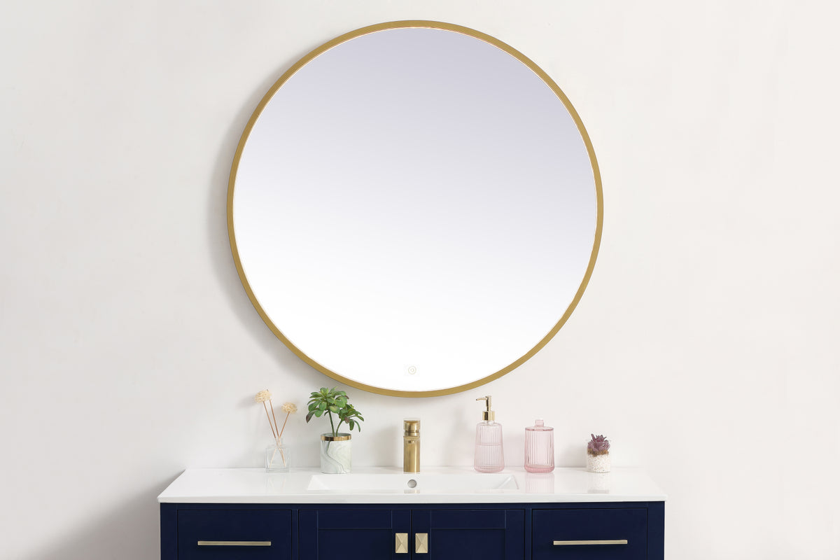 Pier 39 inch LED mirror with adjustable color temperature 3000K/4200K/6400K in brass