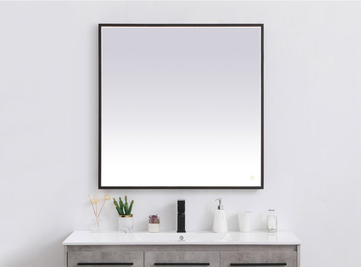 Pier 36x36 inch LED mirror with adjustable color temperature 3000K/4200K/6400K in black