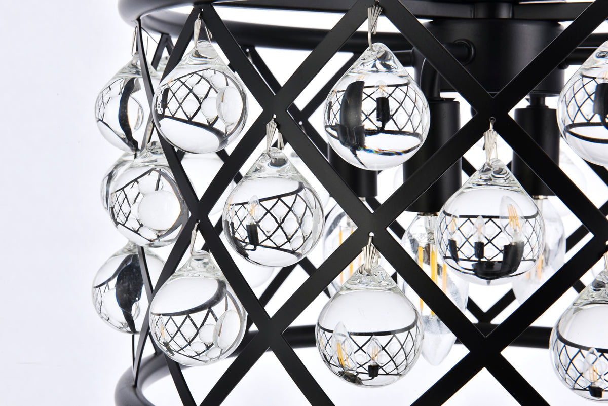 Madison 4 light Matte Black Pendant Clear Royal Cut Crystal