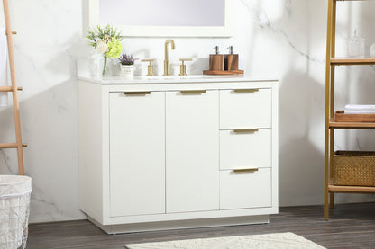 42 inch Single bathroom vanity in white with backsplash