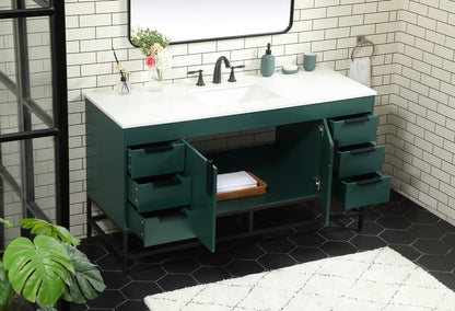 60 inch Single bathroom vanity in green