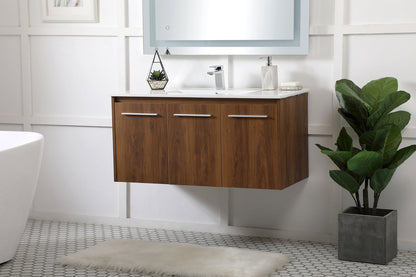 40 inch  Single Bathroom Floating Vanity in Walnut Brown