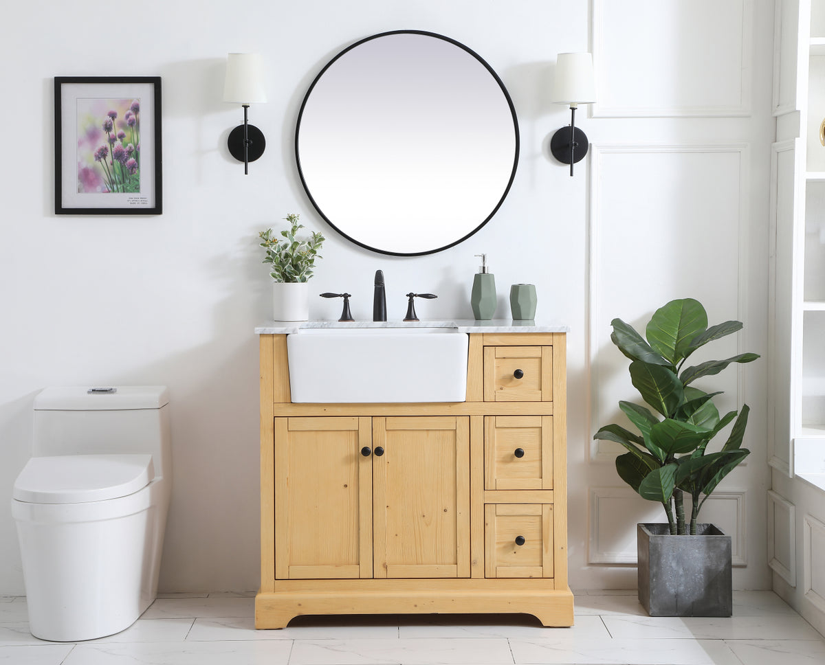 36 inch Single bathroom vanity in natural wood