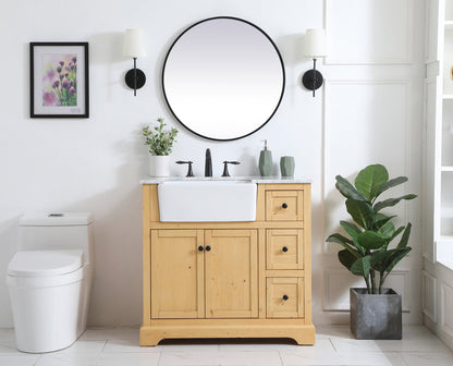 36 inch Single bathroom vanity in natural wood