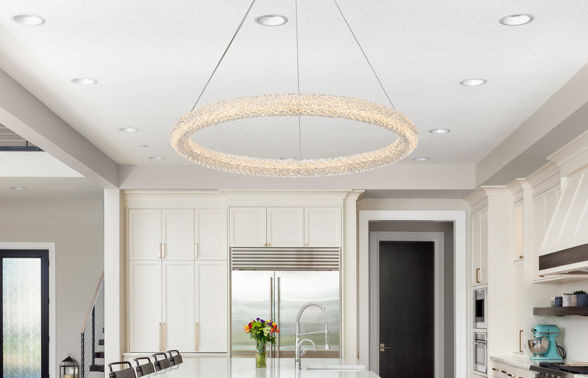 Bowen 32 inch Adjustable LED Chandelier in Satin Gold