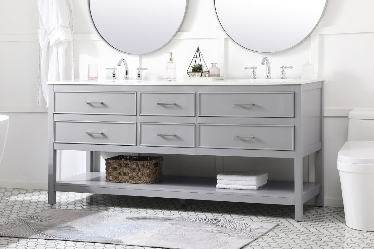 72 inch double bathroom vanity in gray