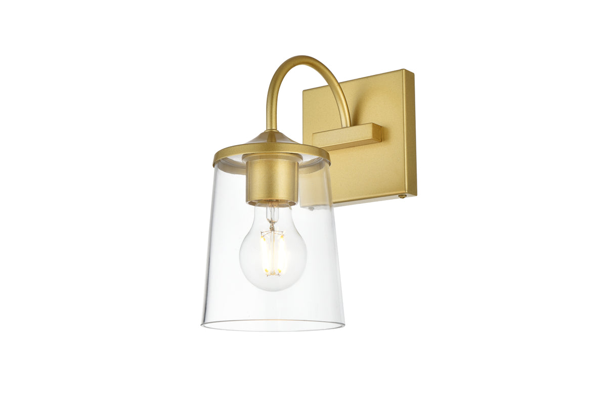 Avani 1 light Brass and Clear Bath Sconce