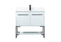 36 inch Single bathroom vanity in white with backsplash