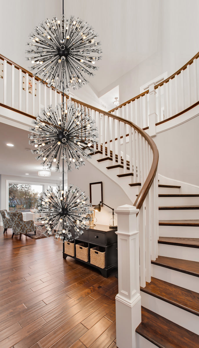 Vera 50 inch three tiers crystal starburst chandelier in black