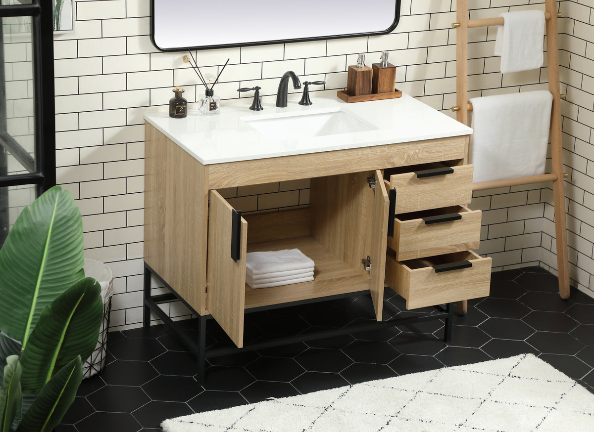 42 inch Single bathroom vanity in mango wood