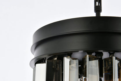Sydney 3 light Matte Black Pendant Silver Shade (Grey) Royal Cut Crystal