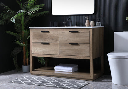 48 Inch SIngle Bathroom Vanity In Natural Oak
