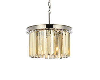 Sydney 3 light polished nickel Pendant Golden Teak (Smoky) Royal Cut Crystal