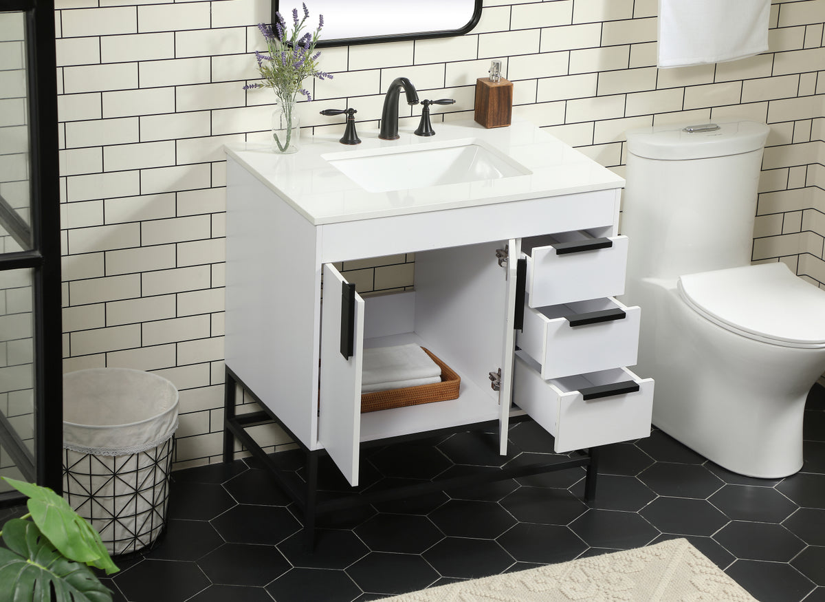 32 inch Single bathroom vanity in white