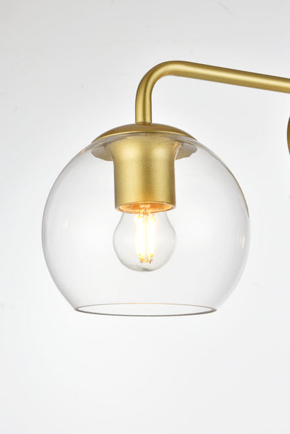 Genesis 3 light Brass and Clear Bath Sconce