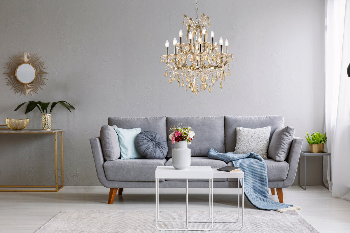 Maria Theresa 13 light Golden Teak Chandelier Golden Teak (Smoky) Royal Cut Crystal