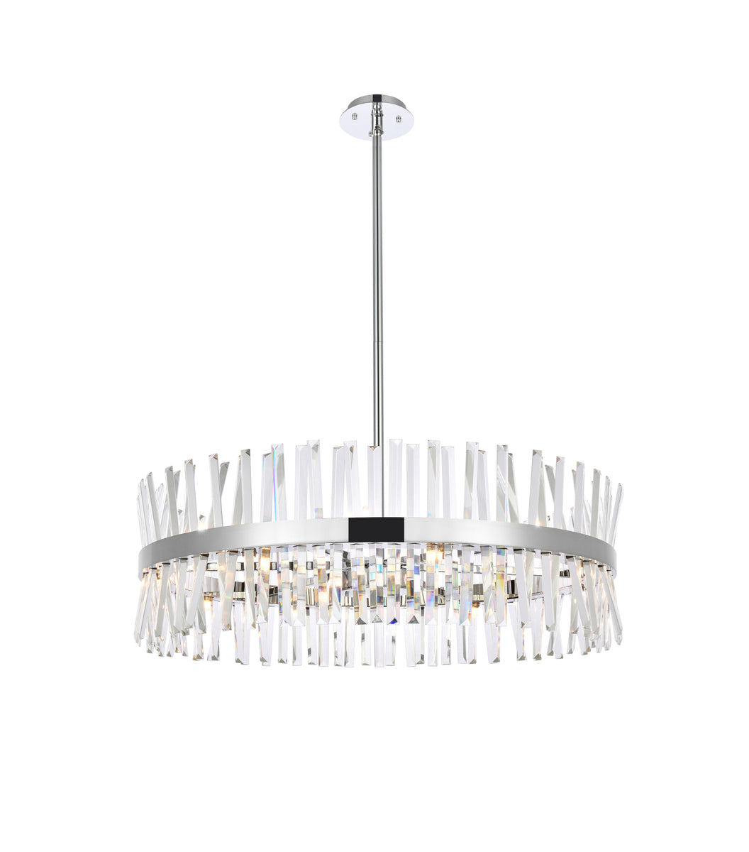 Serephina 36 inch crystal round chandelier light in chrome