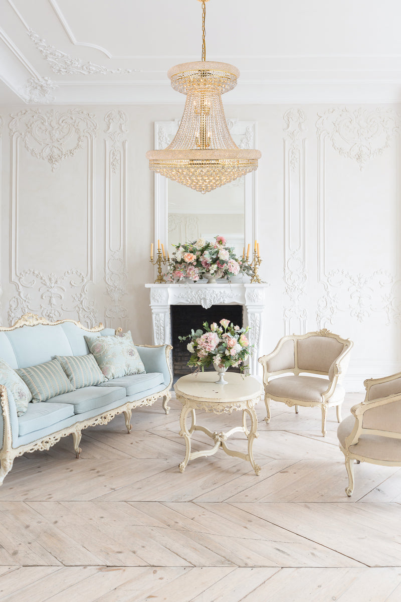 Primo 28 light Gold Chandelier Clear Royal Cut Crystal