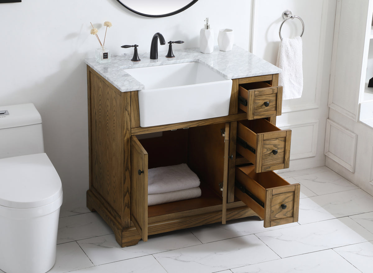 36 inch Single bathroom vanity in driftwood