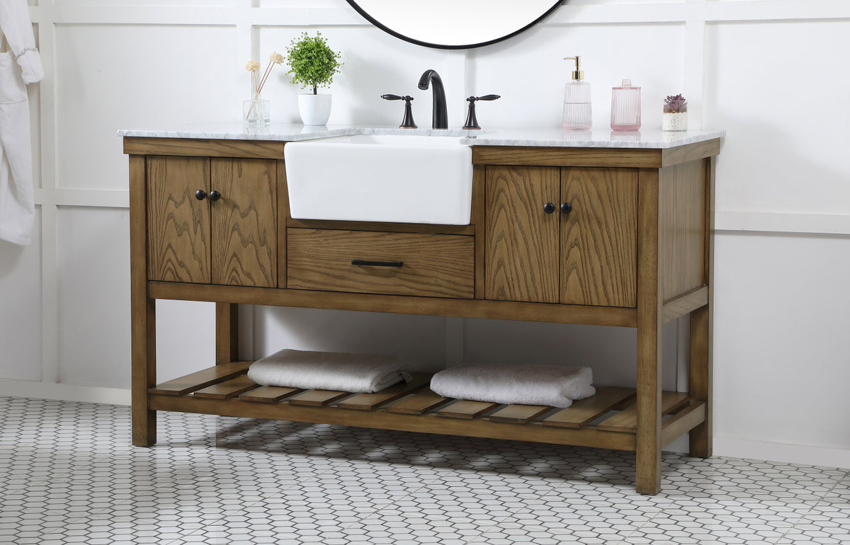 60 inch Single bathroom vanity in driftwood