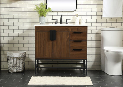 36 inch Single bathroom vanity in walnut