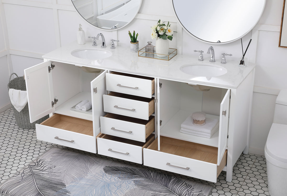 72 inch Double Bathroom Vanity in White