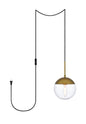 Eclipse 1 Light Brass plug in pendant With Clear Glass