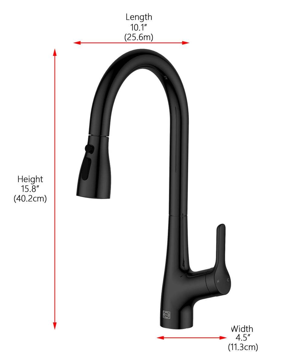 Andrea Single Handle Pull Down Sprayer Kitchen Faucet in Matte Black