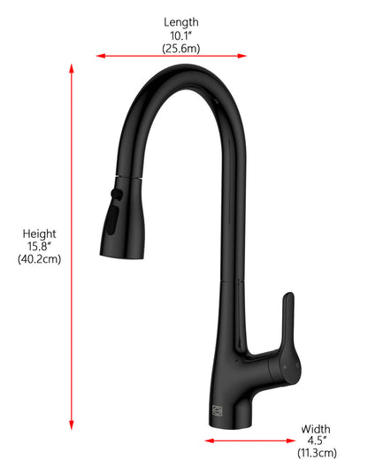 Andrea Single Handle Pull Down Sprayer Kitchen Faucet in Matte Black