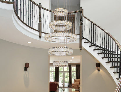 Monroe 25 inch LED five ring chandelier in black